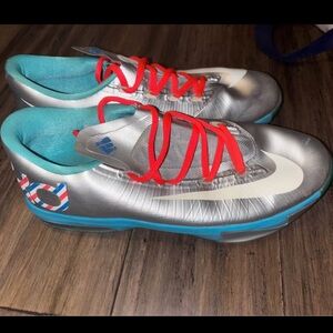 Nike Silver and Red Athletic Shoes